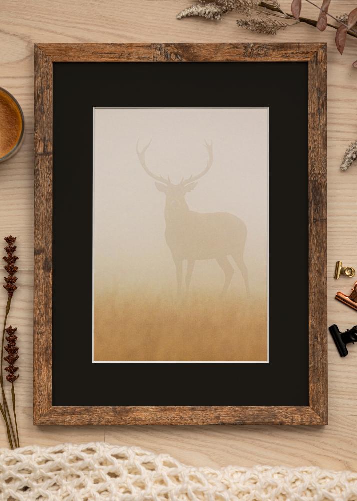 Ram med passepartou Frame Fiorito Washed Oak 60x80 cm - Picture Mount Black 50x70 cm