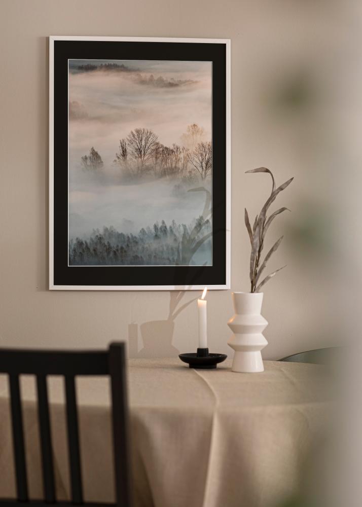 Ram med passepartou Frame Kaspar White 40x60 cm - Picture Mount Black 32.9x48.3 cm (A3+)