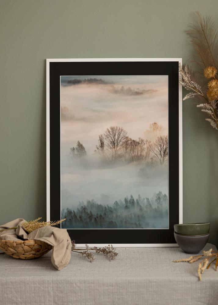 Ram med passepartou Frame Kaspar White 40x60 cm - Picture Mount Black 32.9x48.3 cm (A3+)