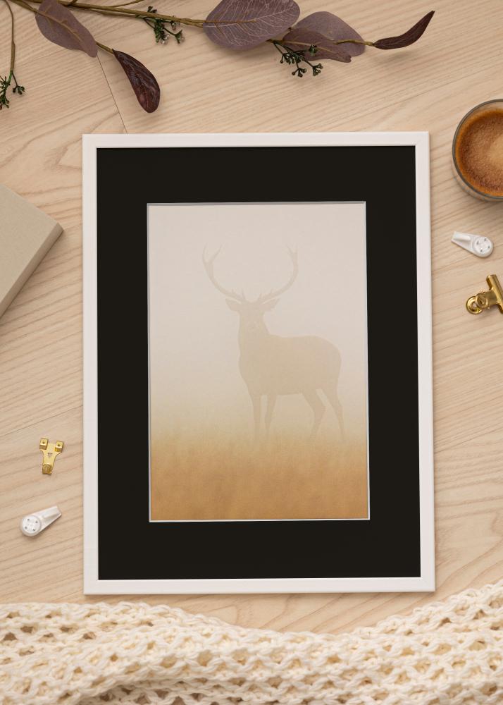 Ram med passepartou Frame Kaspar White 40x60 cm - Picture Mount Black 32.9x48.3 cm (A3+)