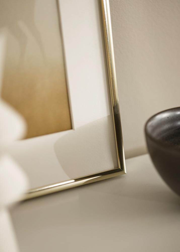 Ram med passepartou Frame Aluminium Shiny Gold 40x50 cm - Picture Mount White 29,7x42 cm (A3)