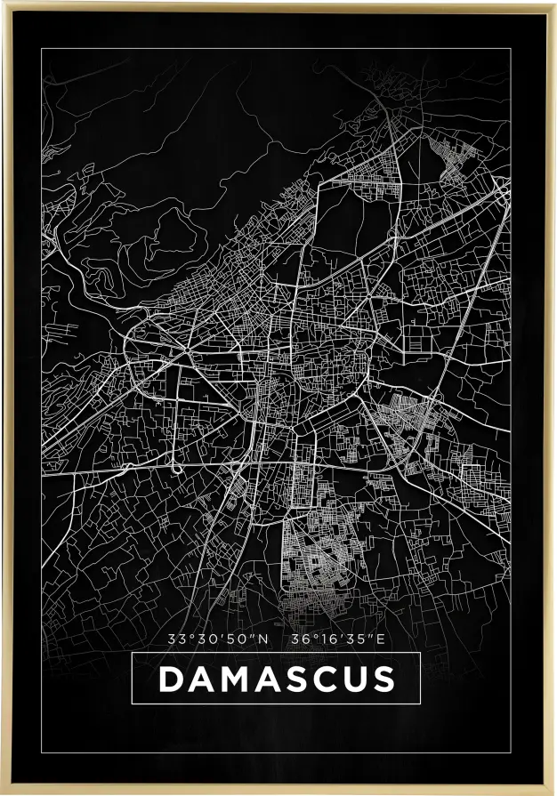 Bildverkstad Map - Damascus - Black Poster