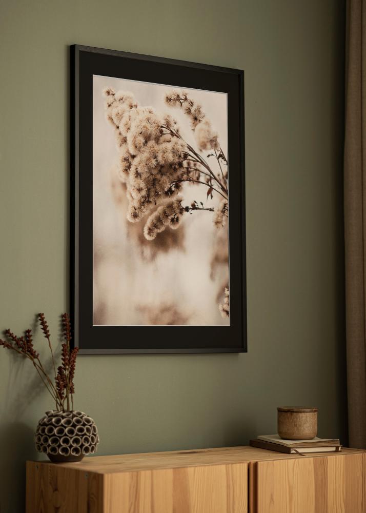 Ram med passepartou Frame E-Line Black 30x40 cm - Picture Mount Black 21x29.7 cm (A4)