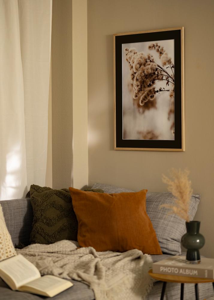 Ram med passepartou Frame Edsbyn Oak 18x18 cm - Picture Mount Black 12x12 cm