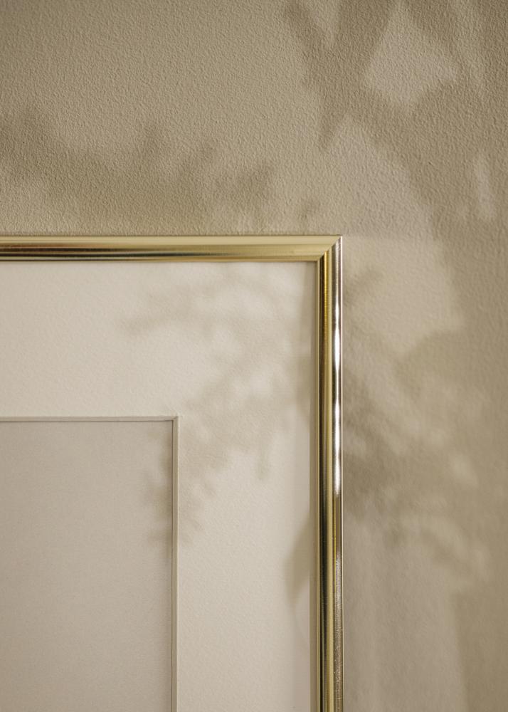 Ram med passepartou Frame Aluminium Shiny Gold 40x50 cm - Picture Mount White 29,7x42 cm (A3)