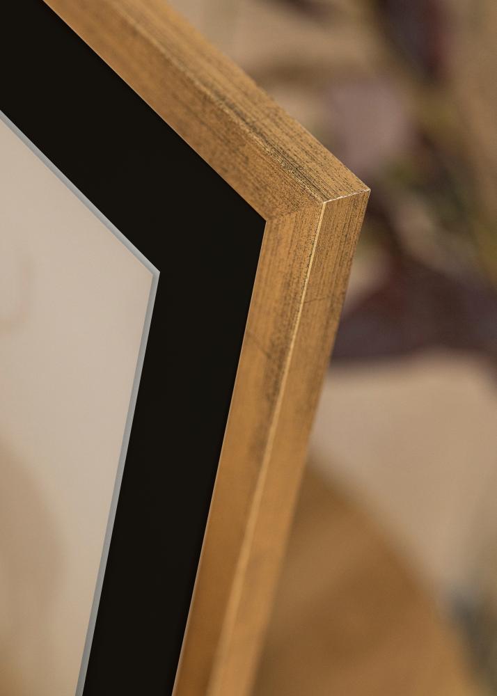 Ram med passepartou Frame Stilren Gold 20x30 cm - Picture Mount Black 15x21 cm