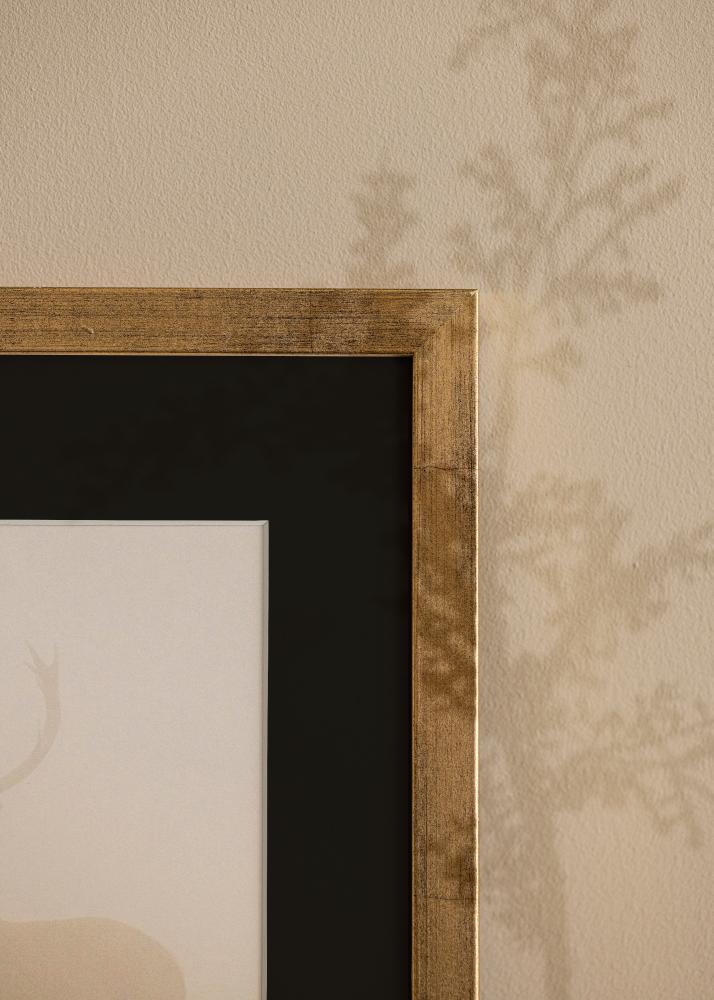 Ram med passepartou Frame Stilren Gold 20x30 cm - Picture Mount Black 15x21 cm