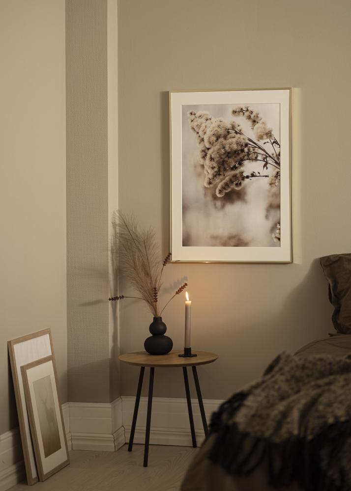 Ram med passepartou Frame Aluminium Shiny Gold 40x50 cm - Picture Mount White 29,7x42 cm (A3)