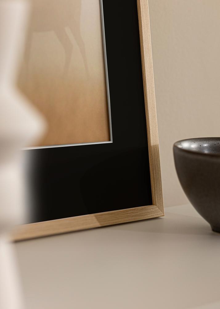 Ram med passepartou Frame Galant Oak 40x50 cm - Picture Mount Black 12x16 inches