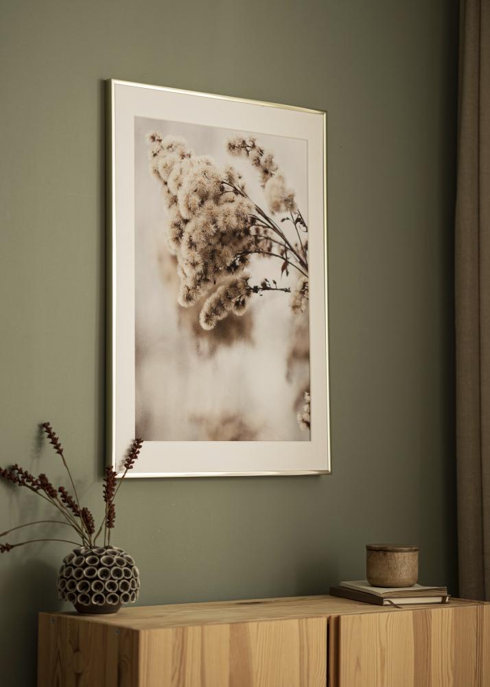 Ram med passepartou Frame Aluminium Shiny Gold 40x50 cm - Picture Mount White 29,7x42 cm (A3)