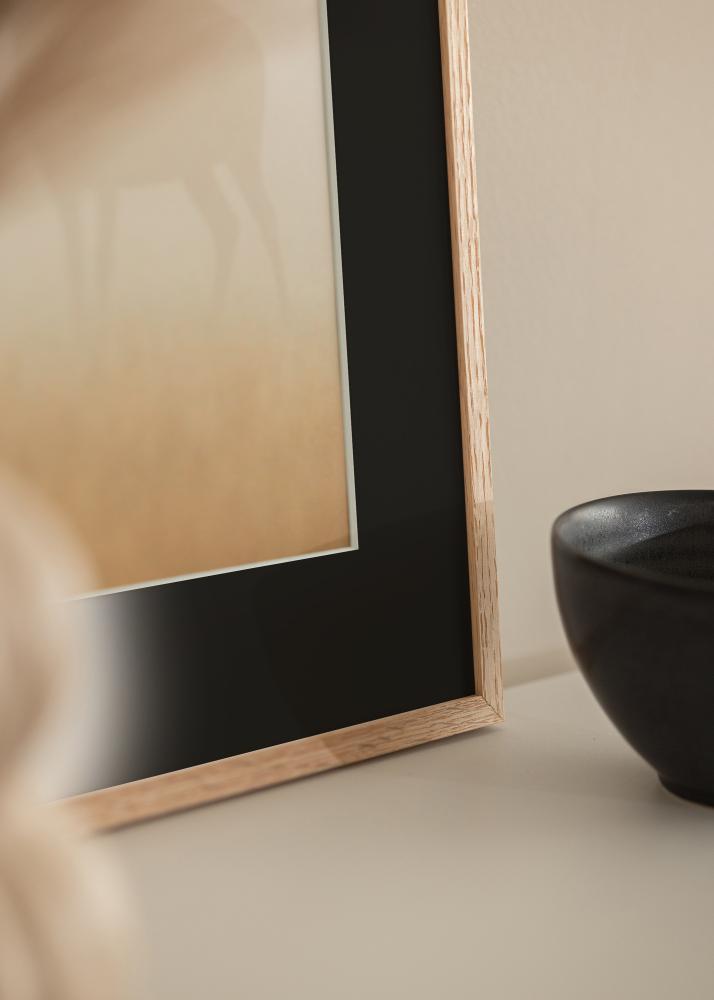 Ram med passepartou Frame Narrow Oak 40x50 cm - Picture Mount Black 27x35 cm