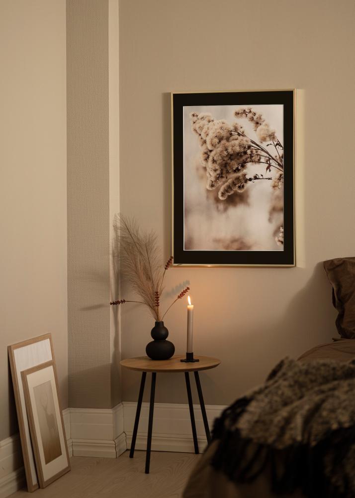Ram med passepartou Frame Aluminium Shiny Gold 70x100 cm - Picture Mount Black 59.4x84 cm (A1)