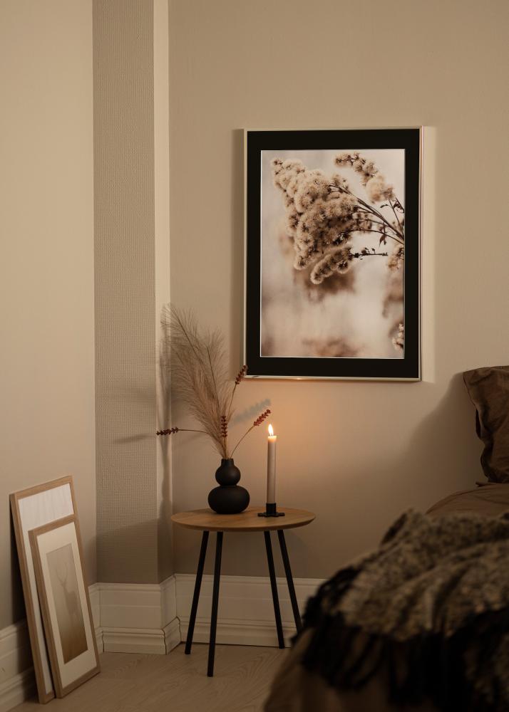 Ram med passepartou Frame Aluminium Shiny Silver 50x50 cm - Picture Mount Black 35x35 cm