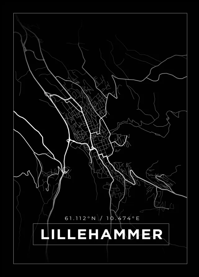 Bildverkstad Map - Lillehammer - Black Poster