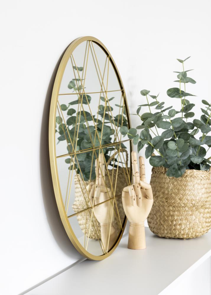 KAILA KAILA Round Mirror Triangles - Gold 55 cm Ø