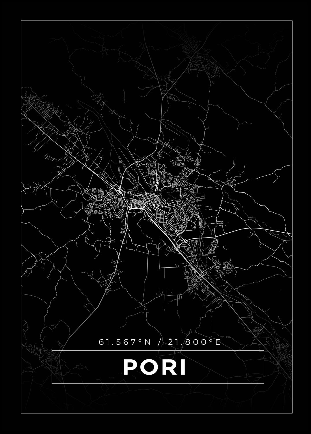 Product Image for Map - Pori - Black Poster (30x40 cm)