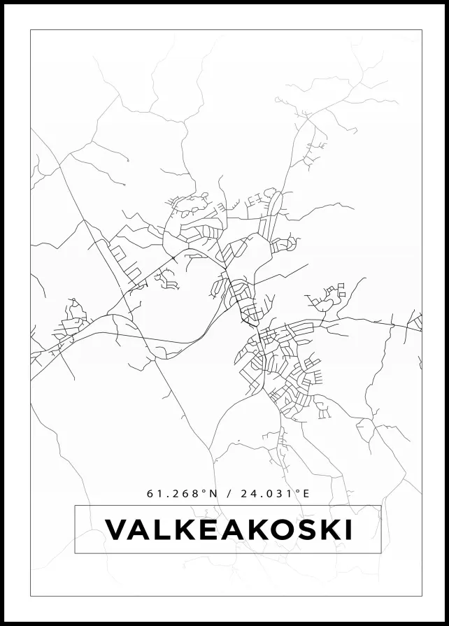 Bildverkstad Map - Valkeakoski - White Poster