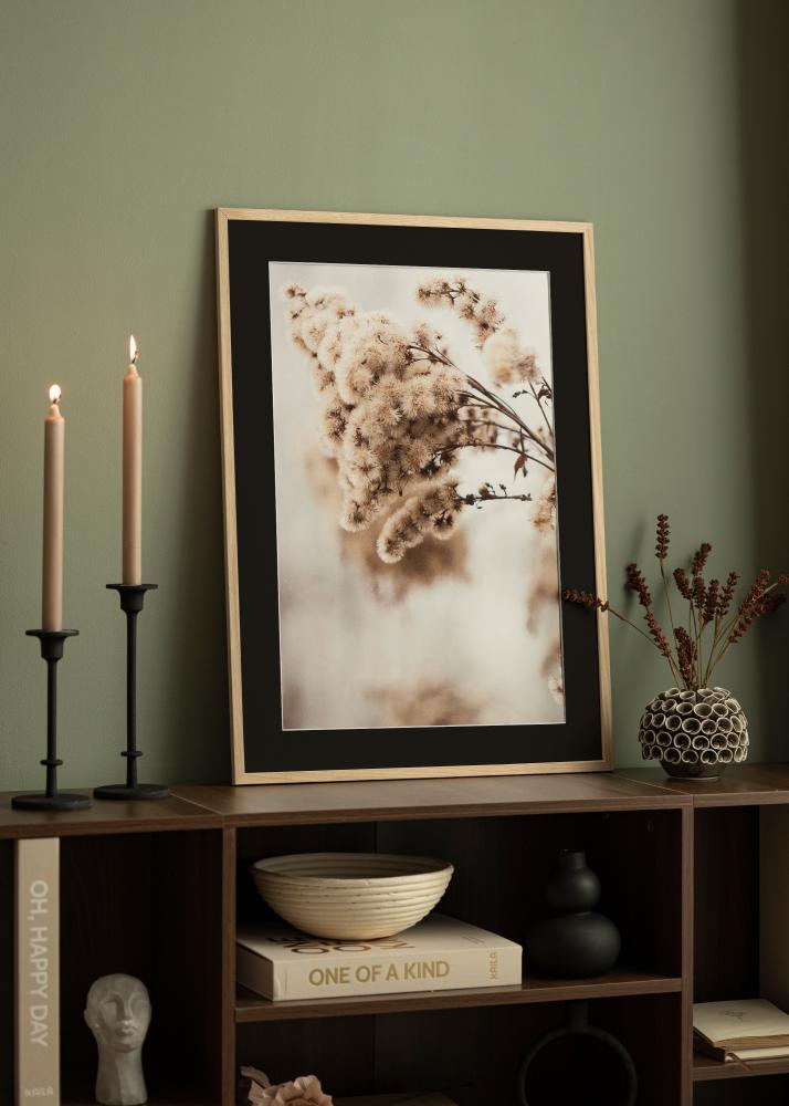 Ram med passepartou Frame Edsbyn Oak 18x18 cm - Picture Mount Black 12x12 cm