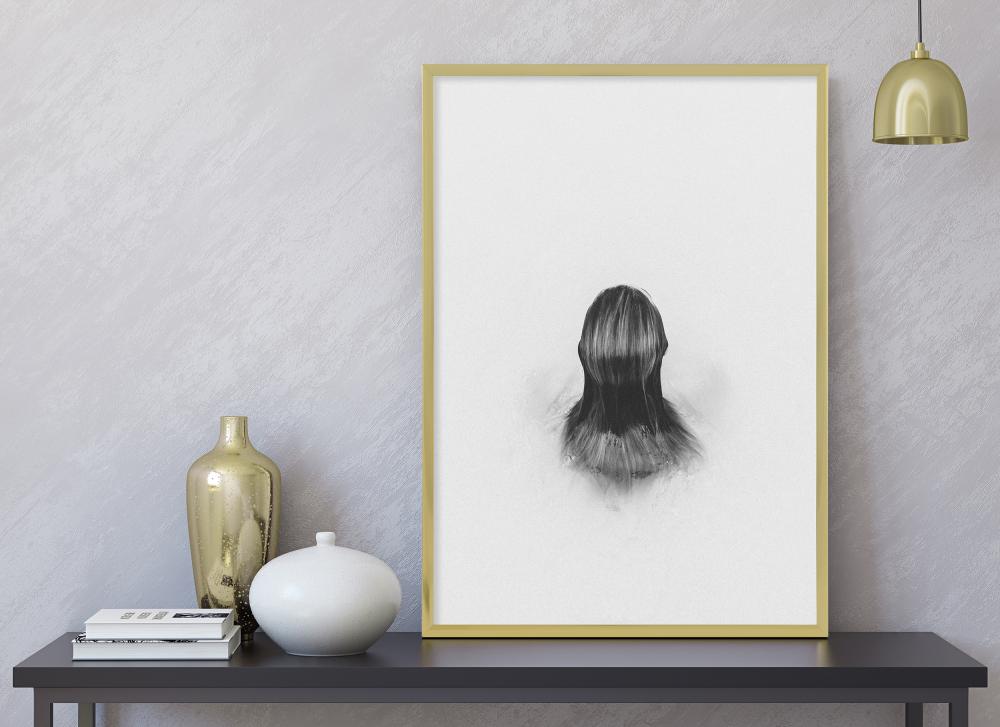 Ram med passepartou Frame Poster Frame Aluminium Gold 70x100 cm - Picture Mount Black 59.4x84 cm