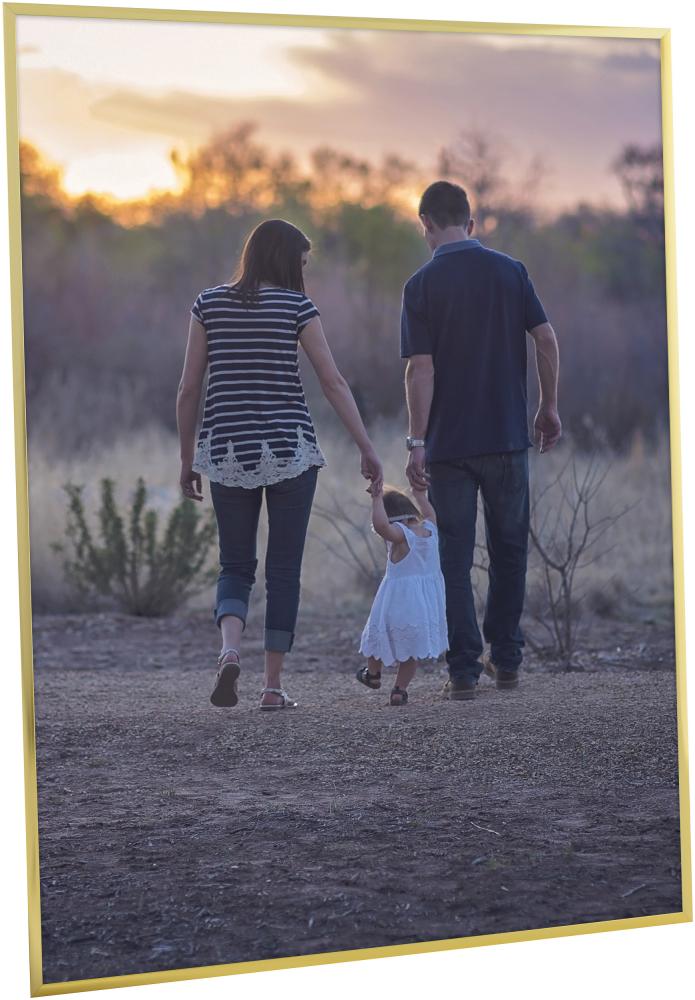 Ram med passepartou Frame Poster Frame Aluminium Gold 70x100 cm - Picture Mount Black 59.4x84 cm