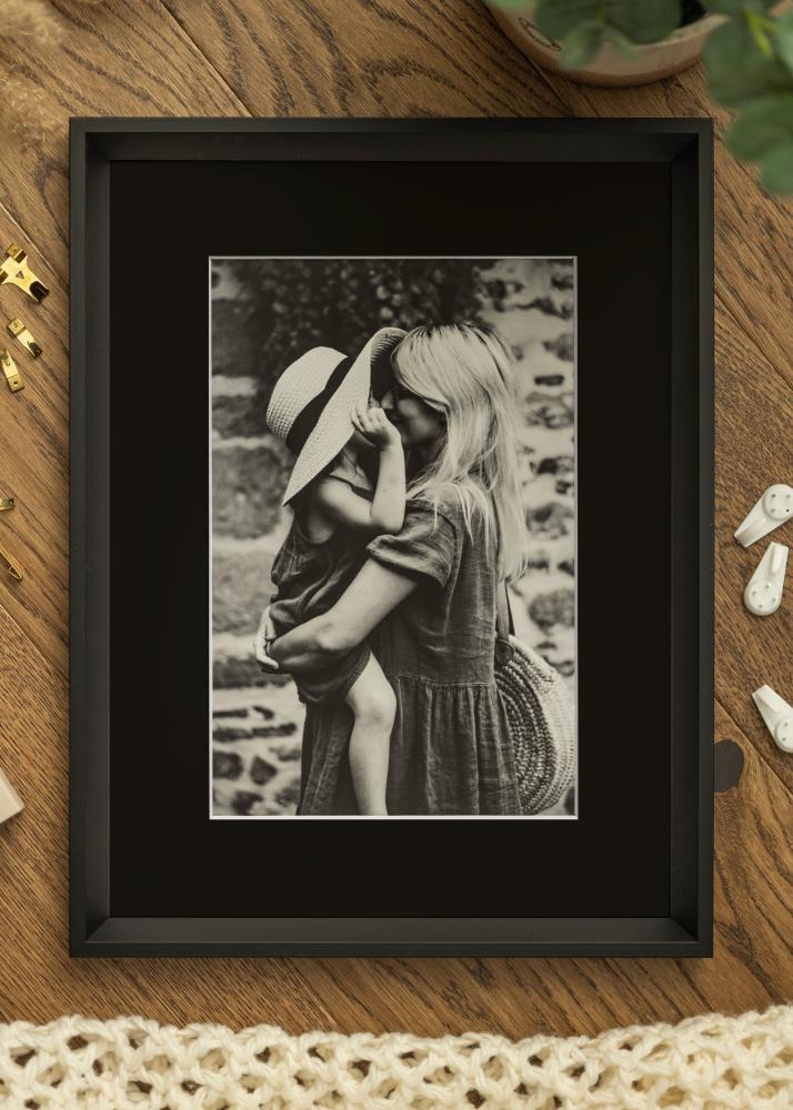 Ram med passepartou Frame Globe Black 40x100 cm - Picture Mount Black 30x91 cm