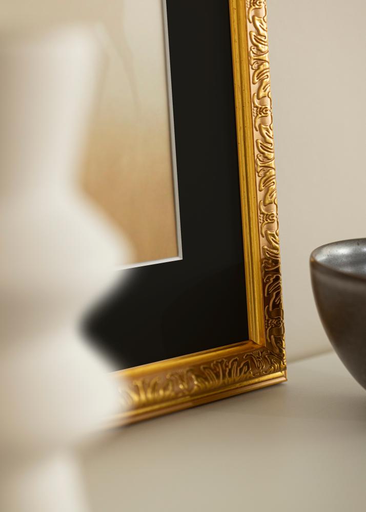Ram med passepartou Frame Nostalgia Gold 35x45 cm - Picture Mount Black 11x14 inches