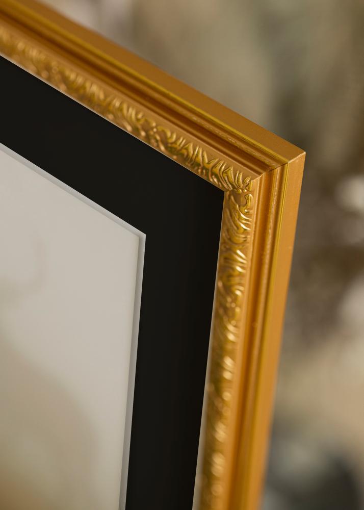 Ram med passepartou Frame Nostalgia Gold 35x45 cm - Picture Mount Black 11x14 inches