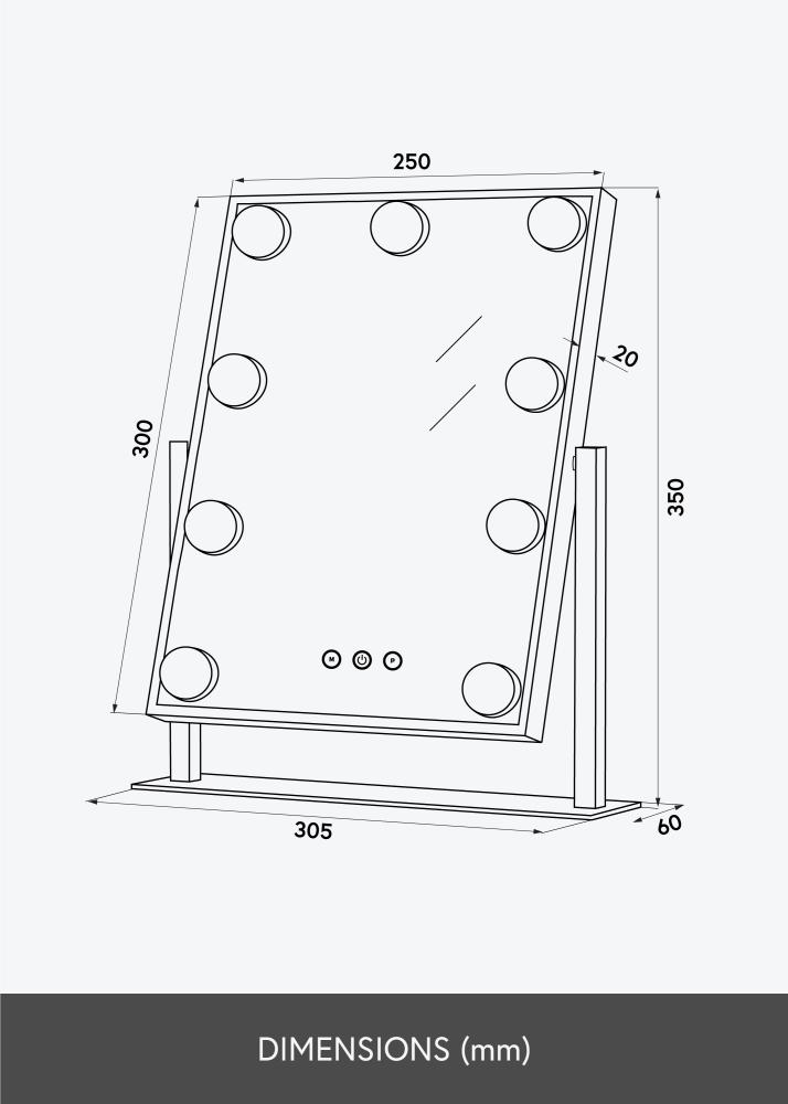 KAILA KAILA Make-up Mirror Hollywood 9 White 25x30 cm
