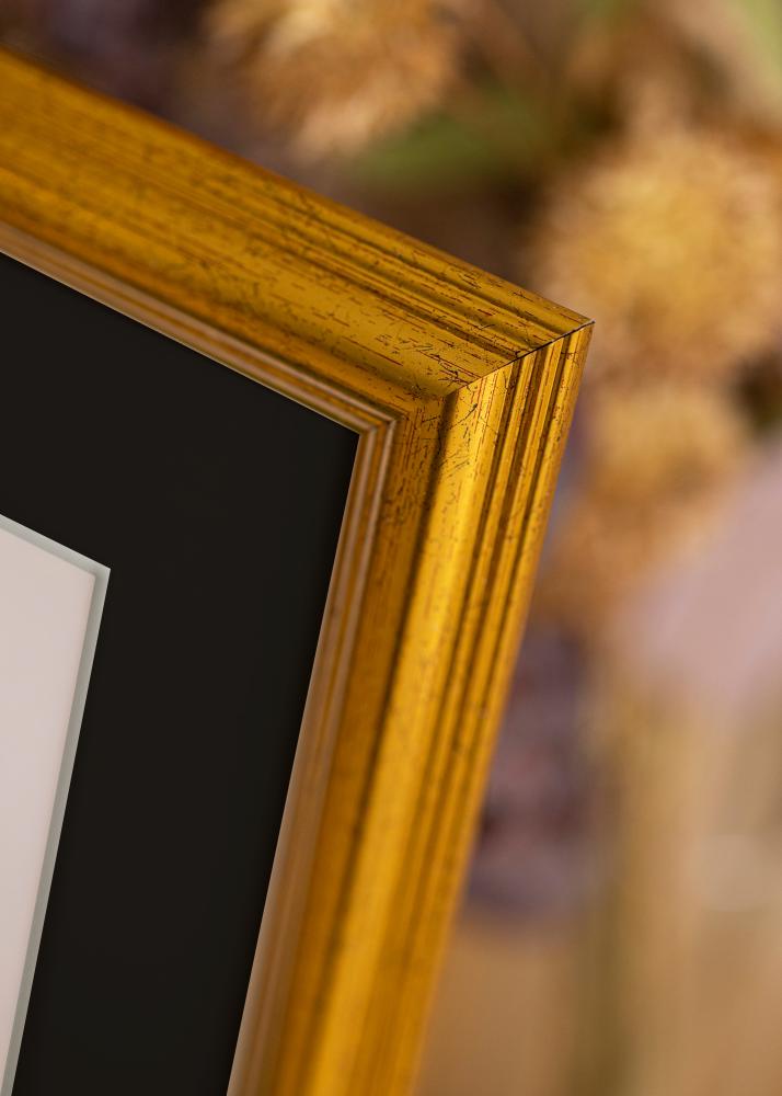 Ram med passepartou Frame Västkusten Gold 50x60 cm - Picture Mount Black 15x20 inches
