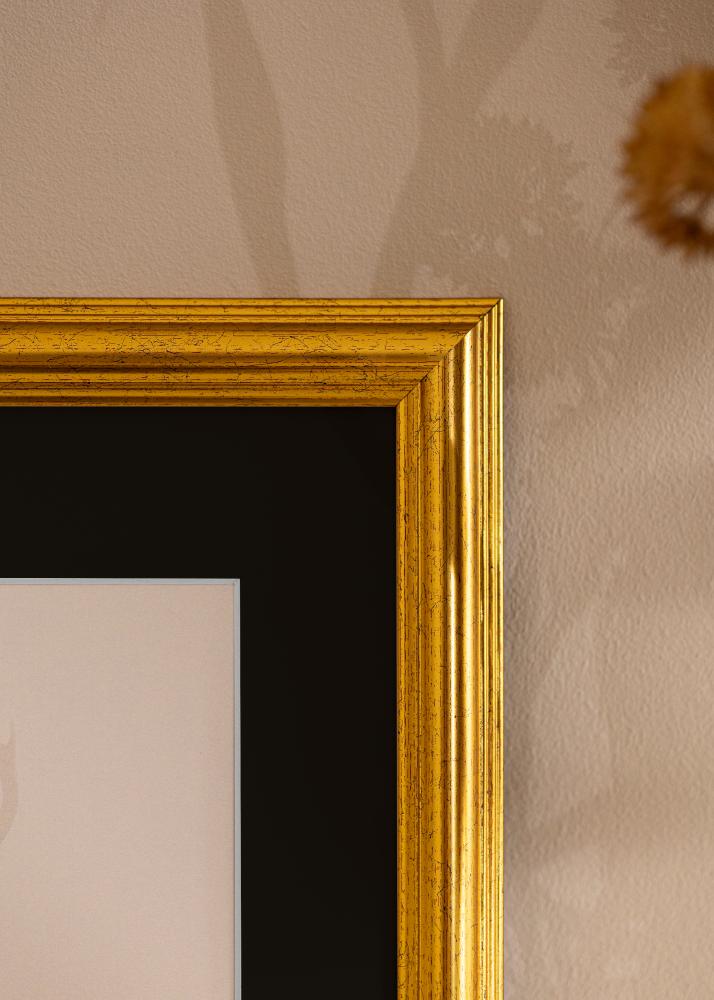 Ram med passepartou Frame Västkusten Gold 50x60 cm - Picture Mount Black 15x20 inches