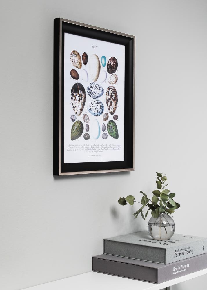 Ram med passepartou Frame Öjaren Black-Silver 70x100 cm - Picture Mount Black 59.4x84 cm (A1)