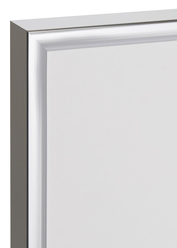 Ram med passepartou Frame Poster Frame Aluminium Silver 70x100 cm - Picture Mount Black 59.4x84 cm