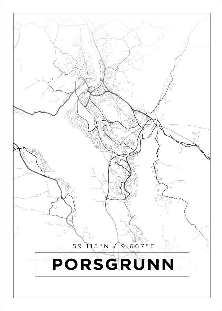 Bildverkstad Map - Porsgrunn - White Poster