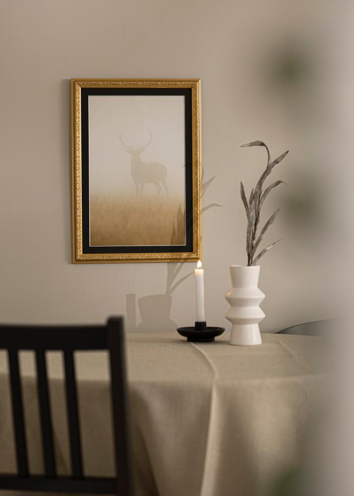 Ram med passepartou Frame Nostalgia Gold 35x45 cm - Picture Mount Black 11x14 inches
