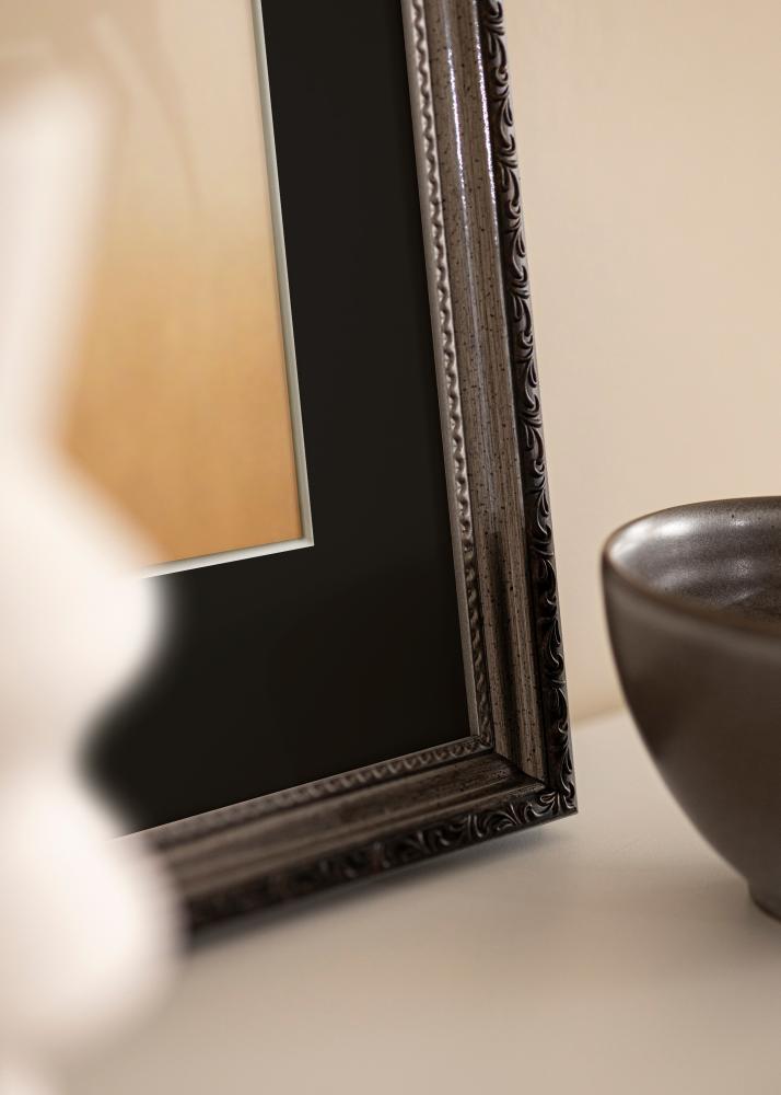 Ram med passepartou Frame Abisko Silver 24x30 cm - Picture Mount Black 18x24 cm