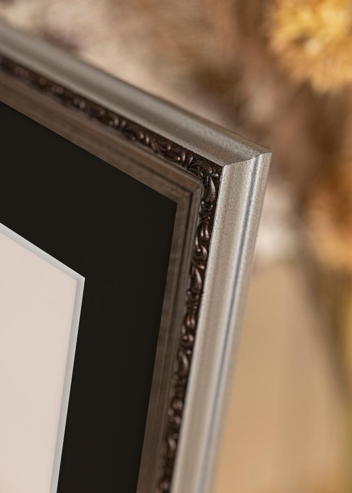 Ram med passepartou Frame Abisko Silver 24x30 cm - Picture Mount Black 18x24 cm