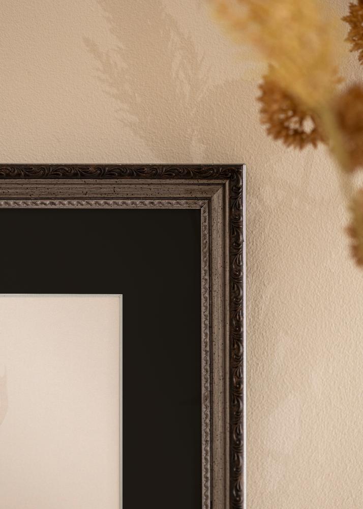 Ram med passepartou Frame Abisko Silver 24x30 cm - Picture Mount Black 18x24 cm