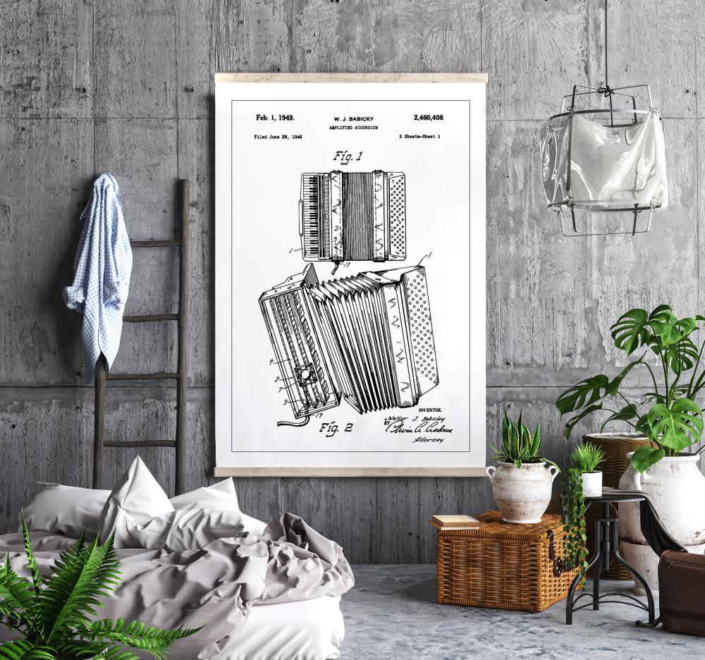 Bildverkstad Patent Print - Amplified Accordion I - White Poster