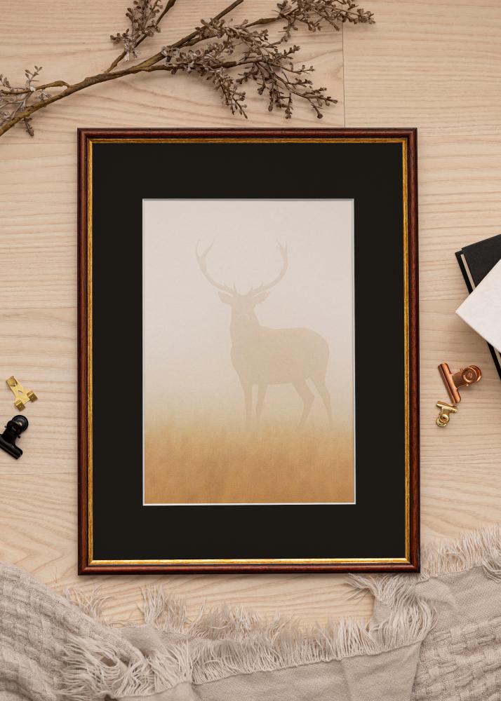 Ram med passepartou Frame Horndal Brown 45x60 cm - Picture Mount Black 32x45 cm