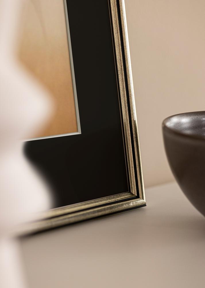Ram med passepartou Frame Horndal Silver 24x30 cm - Picture Mount Black 18x24 cm