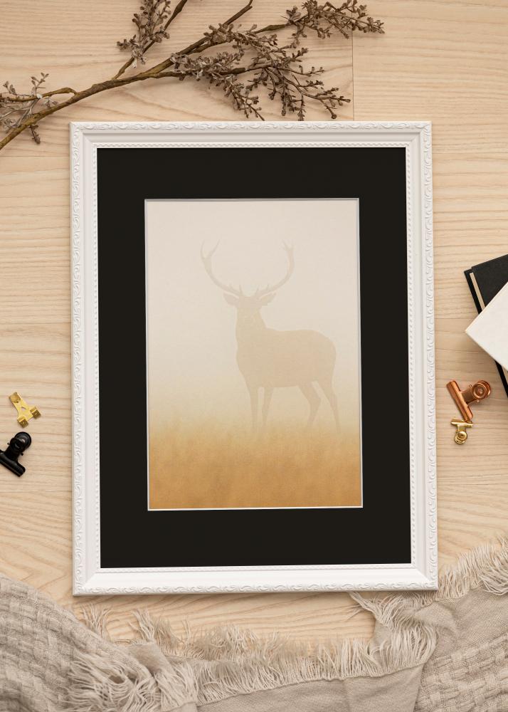 Ram med passepartou Frame Abisko White 24x30 cm - Picture Mount Black 18x24 cm