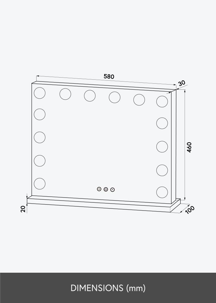 KAILA KAILA Make-up Mirror Base LED 14 Black 56x46 cm