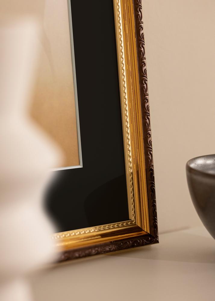 Ram med passepartou Frame Abisko Gold 40x50 cm - Picture Mount Black 30x40 cm