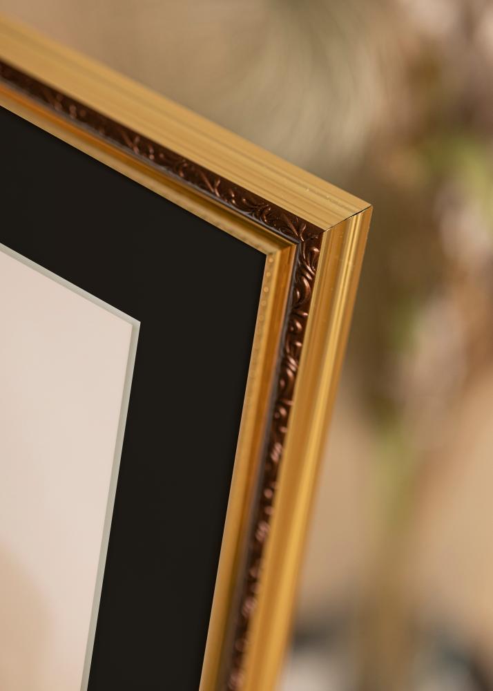 Ram med passepartou Frame Abisko Gold 40x50 cm - Picture Mount Black 30x40 cm