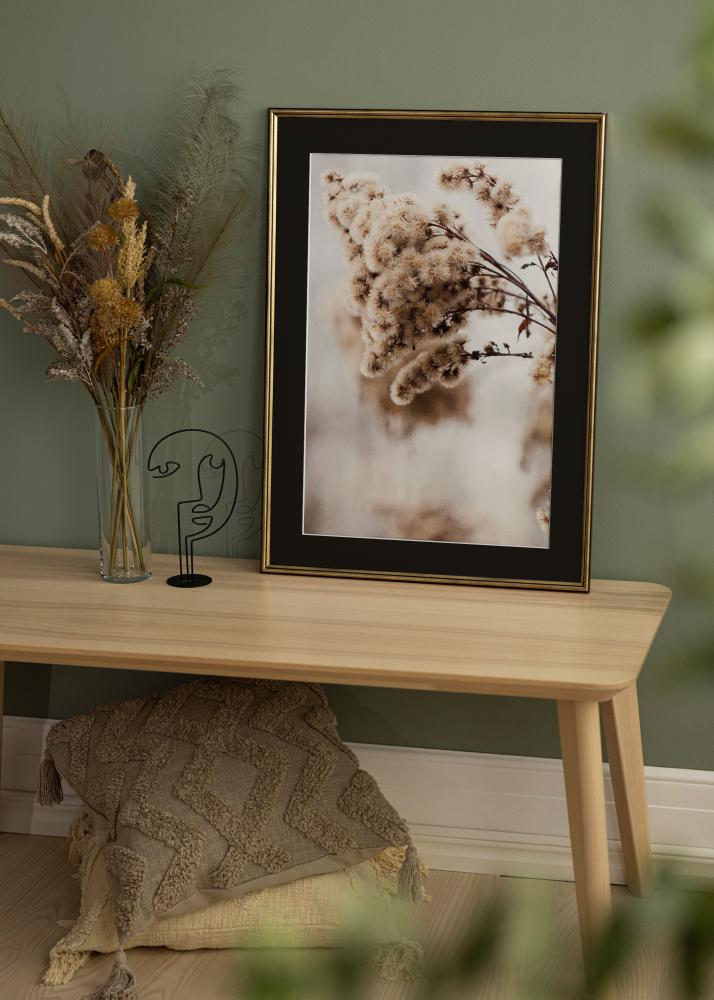 Ram med passepartou Frame Horndal Gold 18x24 cm - Picture Mount Black 13x18 cm