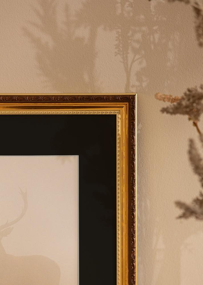 Ram med passepartou Frame Abisko Gold 40x50 cm - Picture Mount Black 30x40 cm