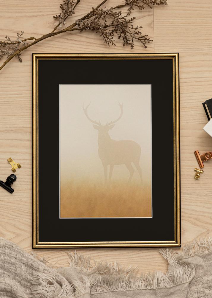 Ram med passepartou Frame Horndal Gold 18x24 cm - Picture Mount Black 13x18 cm