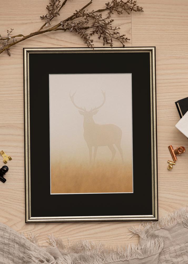 Ram med passepartou Frame Horndal Silver 24x30 cm - Picture Mount Black 18x24 cm