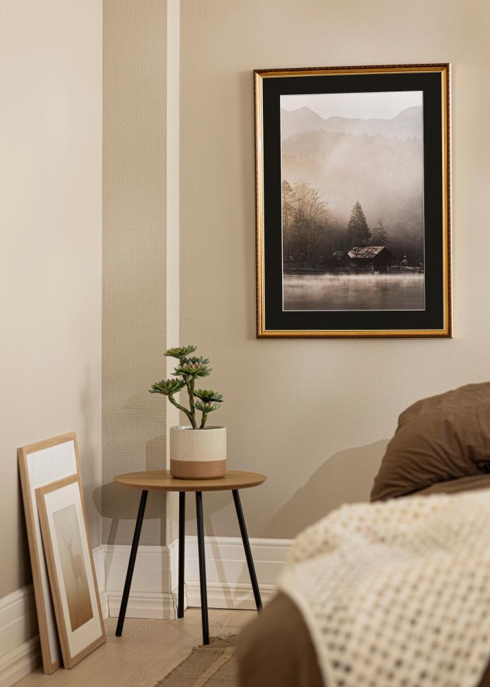 Ram med passepartou Frame Abisko Gold 40x50 cm - Picture Mount Black 30x40 cm