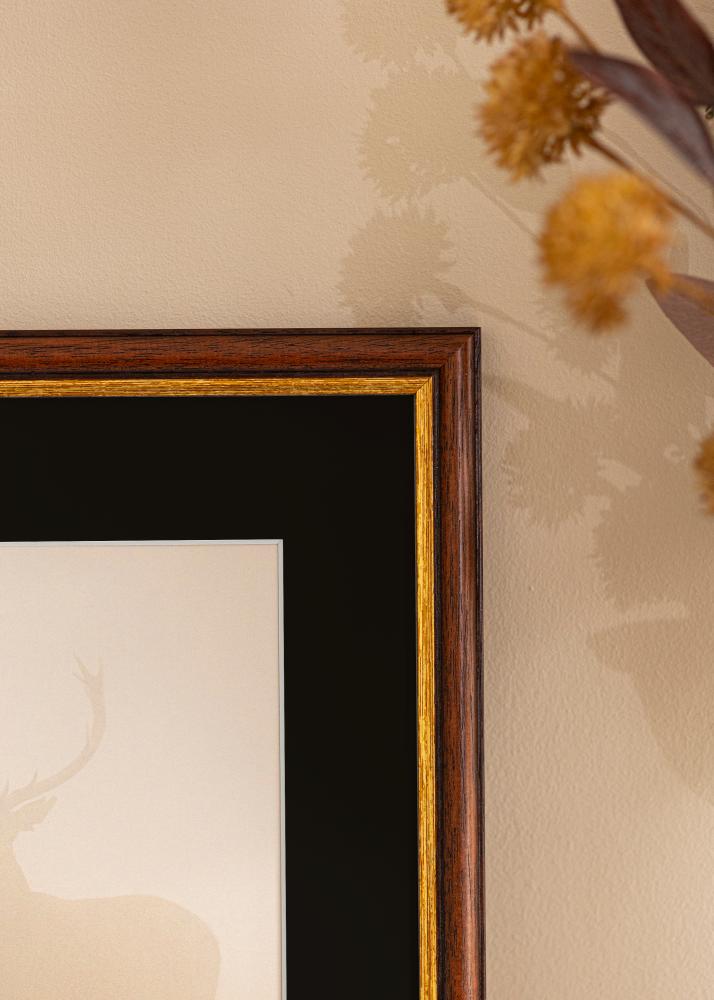 Ram med passepartou Frame Siljan Brown 40x50 cm - Picture Mount Black 27x35 cm
